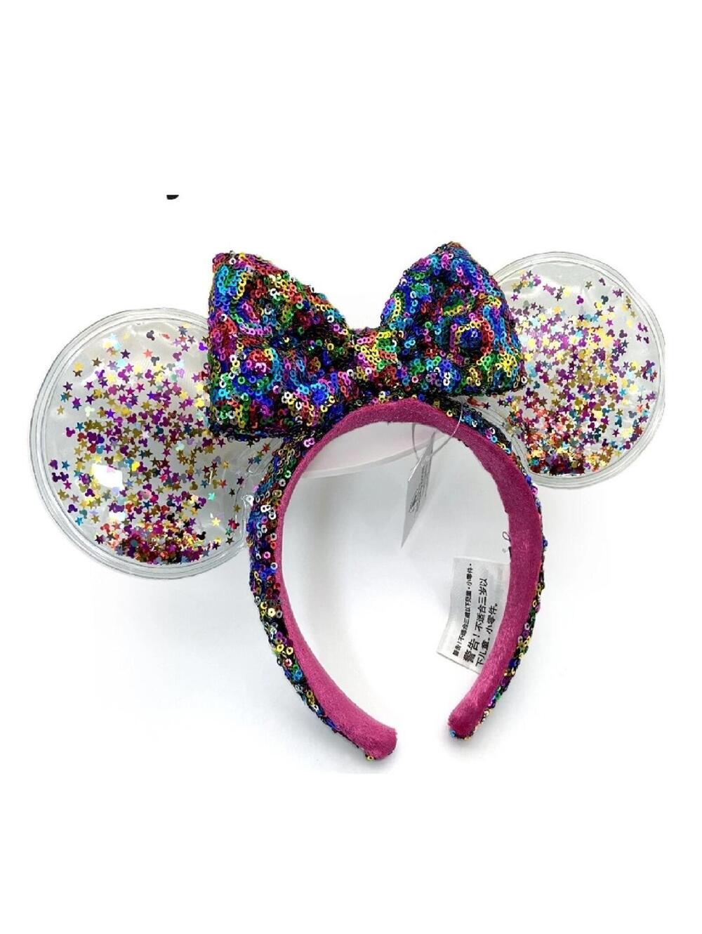 Clear Confetti Glitter Sequin Minnie Mouse Ears Headband